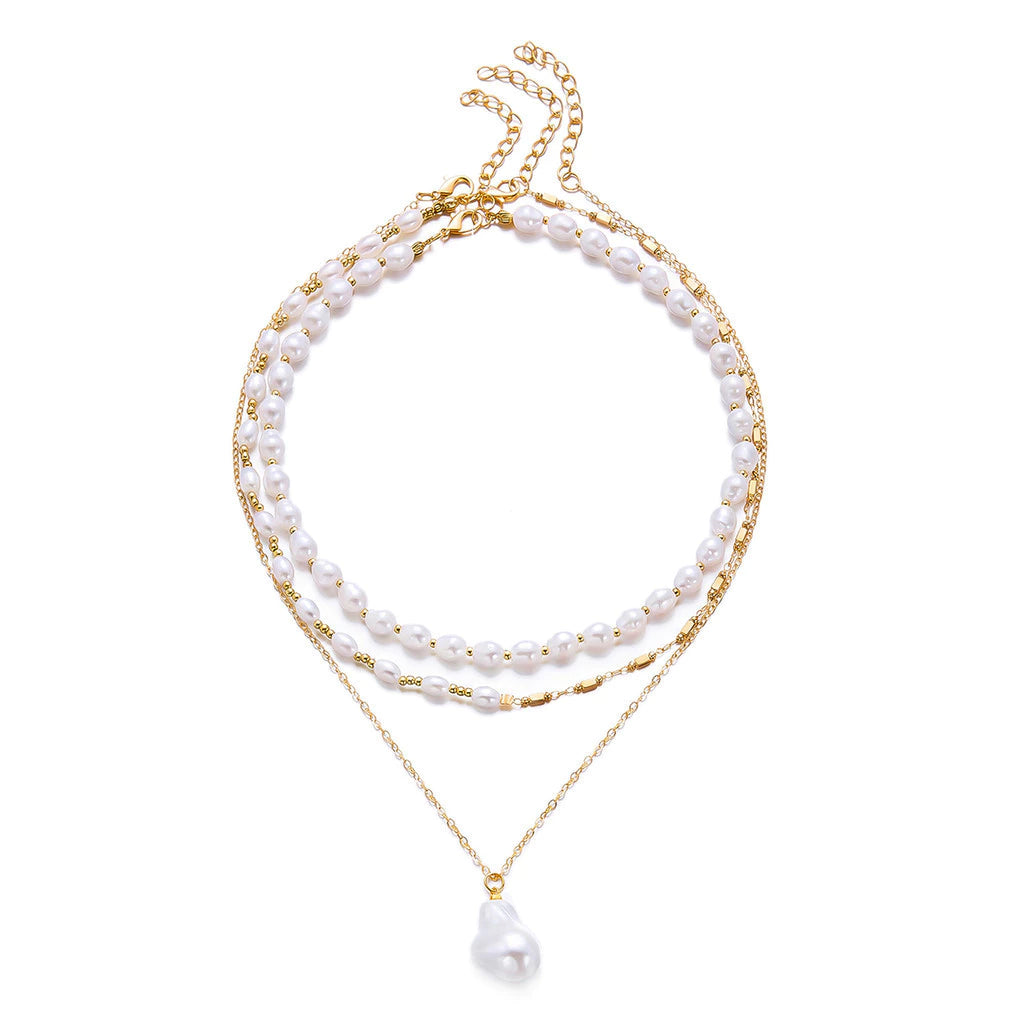 ▪︎ Collar Perla Dorada Multicapa