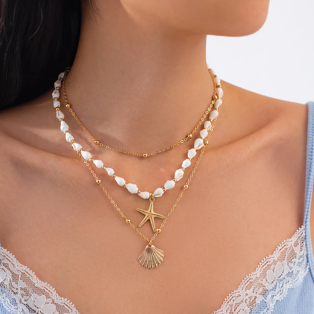 ▪︎ Set de 3 Collares Mar & Conchas Boho